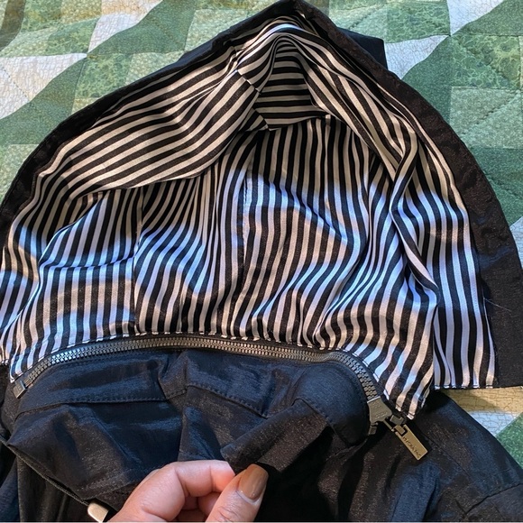 MYCRAPAC One Hoodie Rain Jacket M Black Embroidered Metallic w/ Belt Lightweight - Picture 5 of 14